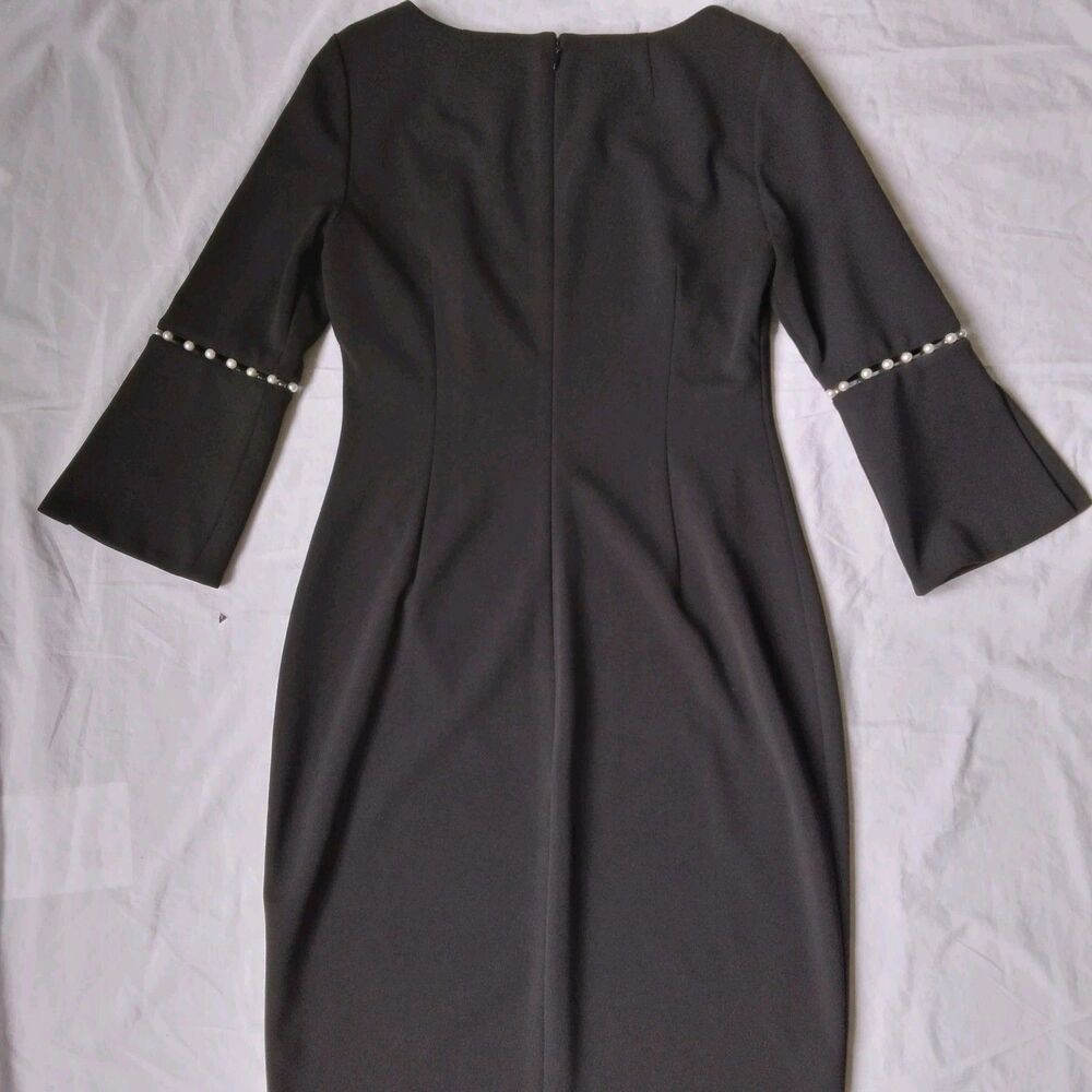 Calvin Klein Pearl-Trim Sheath Dress Knee Length Classic Party Womens 4 - Picture 11 of 12